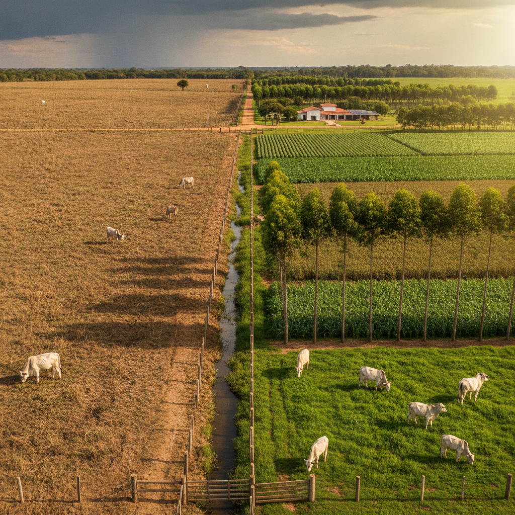 Do pasto falido ao dobro de bois: veja como fazenda do MS recuperou 1.200 ha com ILPF e garanta essa rentabilidade na sua terra hoje!